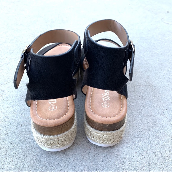 Black Espadrille Ankle Strap Platform Sandal - Picture 7 of 8